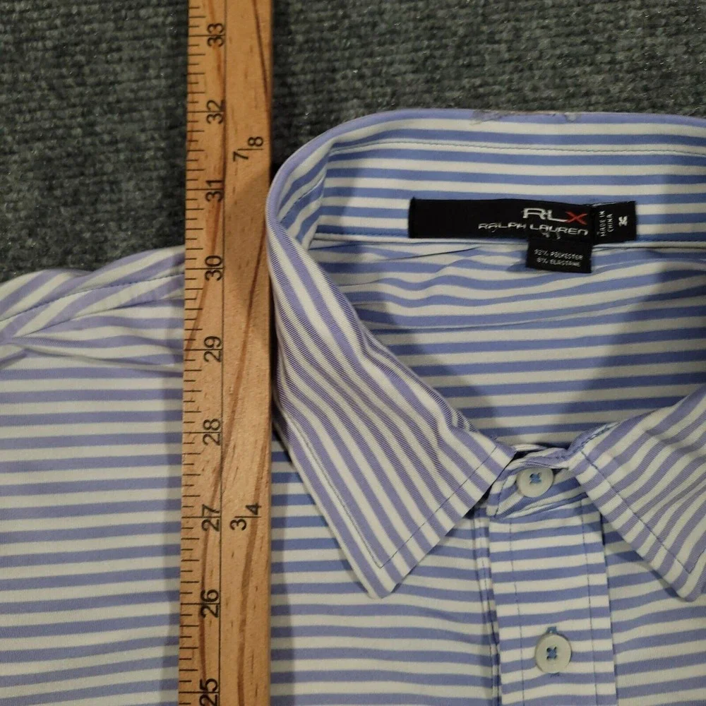 Rlx Polo Ralph Lauren Polo Shirt Mens M Blue Striped Performance‎ U.S  Sr Open